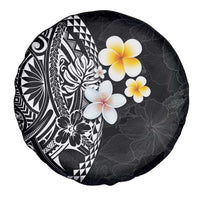 Hawaiian Hibiscus and Plumeria Polynesian Tribal Tattoo Spare Tire Cover Black Color LT03 - Polynesian Pride