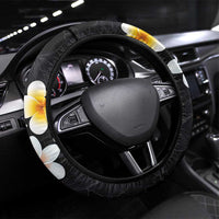 Hawaiian Hibiscus and Plumeria Polynesian Tribal Tattoo Steering Wheel Cover Black Color LT03 Universal Fit Black - Polynesian Pride