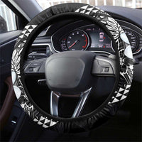 Hawaiian Hibiscus and Plumeria Polynesian Tribal Tattoo Steering Wheel Cover Black Color LT03 - Polynesian Pride