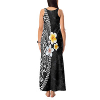 Hawaiian Hibiscus and Plumeria Polynesian Tribal Tattoo Tank Maxi Dress Black Color LT03 - Polynesian Pride