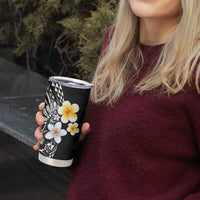 Hawaiian Hibiscus and Plumeria Polynesian Tribal Tattoo Tumbler Cup Black Color LT03 - Polynesian Pride