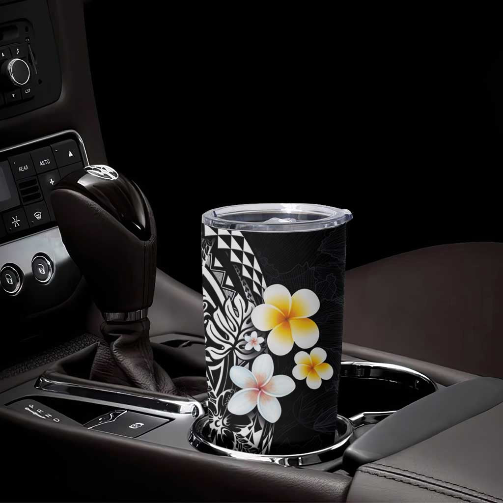Hawaiian Hibiscus and Plumeria Polynesian Tribal Tattoo Tumbler Cup Black Color LT03 - Polynesian Pride