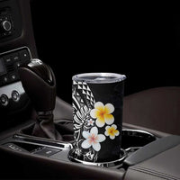 Hawaiian Hibiscus and Plumeria Polynesian Tribal Tattoo Tumbler Cup Black Color LT03 - Polynesian Pride
