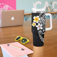 Hawaiian Hibiscus and Plumeria Polynesian Tribal Tattoo Tumbler With Handle Black Color LT03 - Polynesian Pride