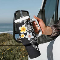 Hawaiian Hibiscus and Plumeria Polynesian Tribal Tattoo Tumbler With Handle Black Color LT03 - Polynesian Pride