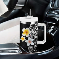 Hawaiian Hibiscus and Plumeria Polynesian Tribal Tattoo Tumbler With Handle Black Color LT03 - Polynesian Pride