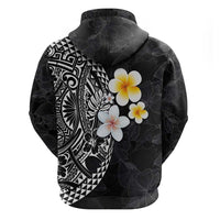 Hawaiian Hibiscus and Plumeria Polynesian Tribal Tattoo Zip Hoodie Black Color LT03 - Polynesian Pride