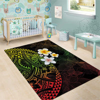 Hawaiian Hibiscus and Plumeria Polynesian Tribal Tattoo Area Rug Reggae Color LT03 - Polynesian Pride
