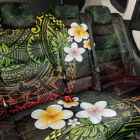 Hawaiian Hibiscus and Plumeria Polynesian Tribal Tattoo Back Car Seat Cover Reggae Color LT03 - Polynesian Pride
