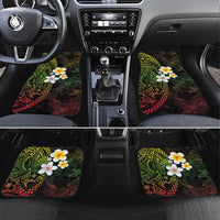 Hawaiian Hibiscus and Plumeria Polynesian Tribal Tattoo Car Mats Reggae Color LT03 Set 4pcs Reggae - Polynesian Pride