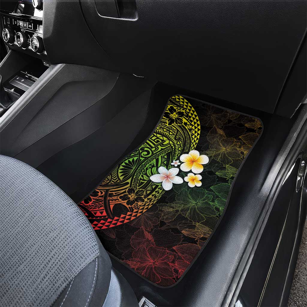 Hawaiian Hibiscus and Plumeria Polynesian Tribal Tattoo Car Mats Reggae Color LT03 - Polynesian Pride