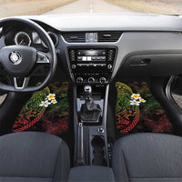 Hawaiian Hibiscus and Plumeria Polynesian Tribal Tattoo Car Mats Reggae Color LT03 Set 2pcs - Front Reggae - Polynesian Pride