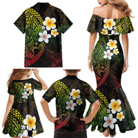 Hawaiian Hibiscus and Plumeria Polynesian Tribal Tattoo Family Matching Mermaid Dress and Hawaiian Shirt Reggae Color LT03 - Polynesian Pride