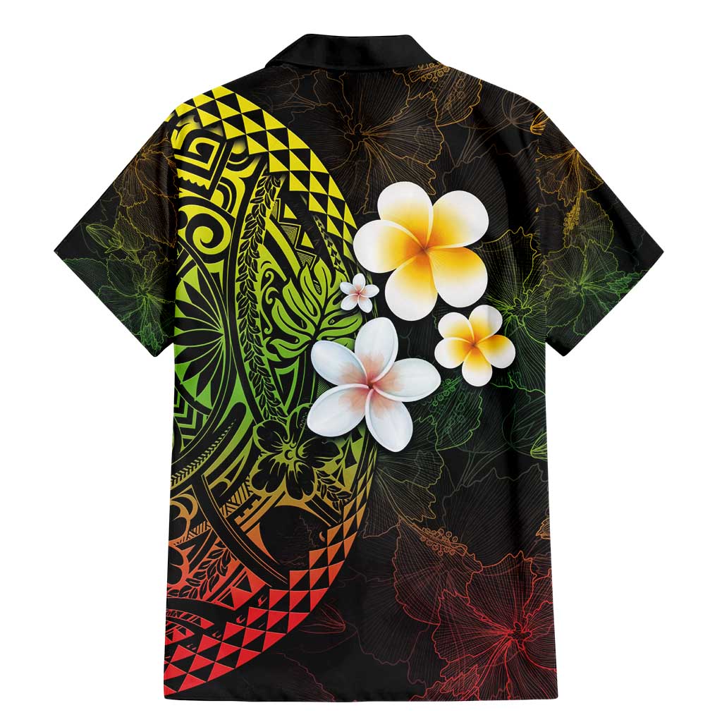 Hawaiian Hibiscus and Plumeria Polynesian Tribal Tattoo Family Matching Mermaid Dress and Hawaiian Shirt Reggae Color LT03 - Polynesian Pride