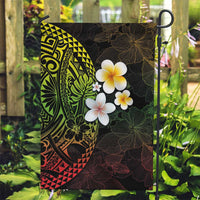 Hawaiian Hibiscus and Plumeria Polynesian Tribal Tattoo Garden Flag Reggae Color LT03 Garden Flag Reggae - Polynesian Pride