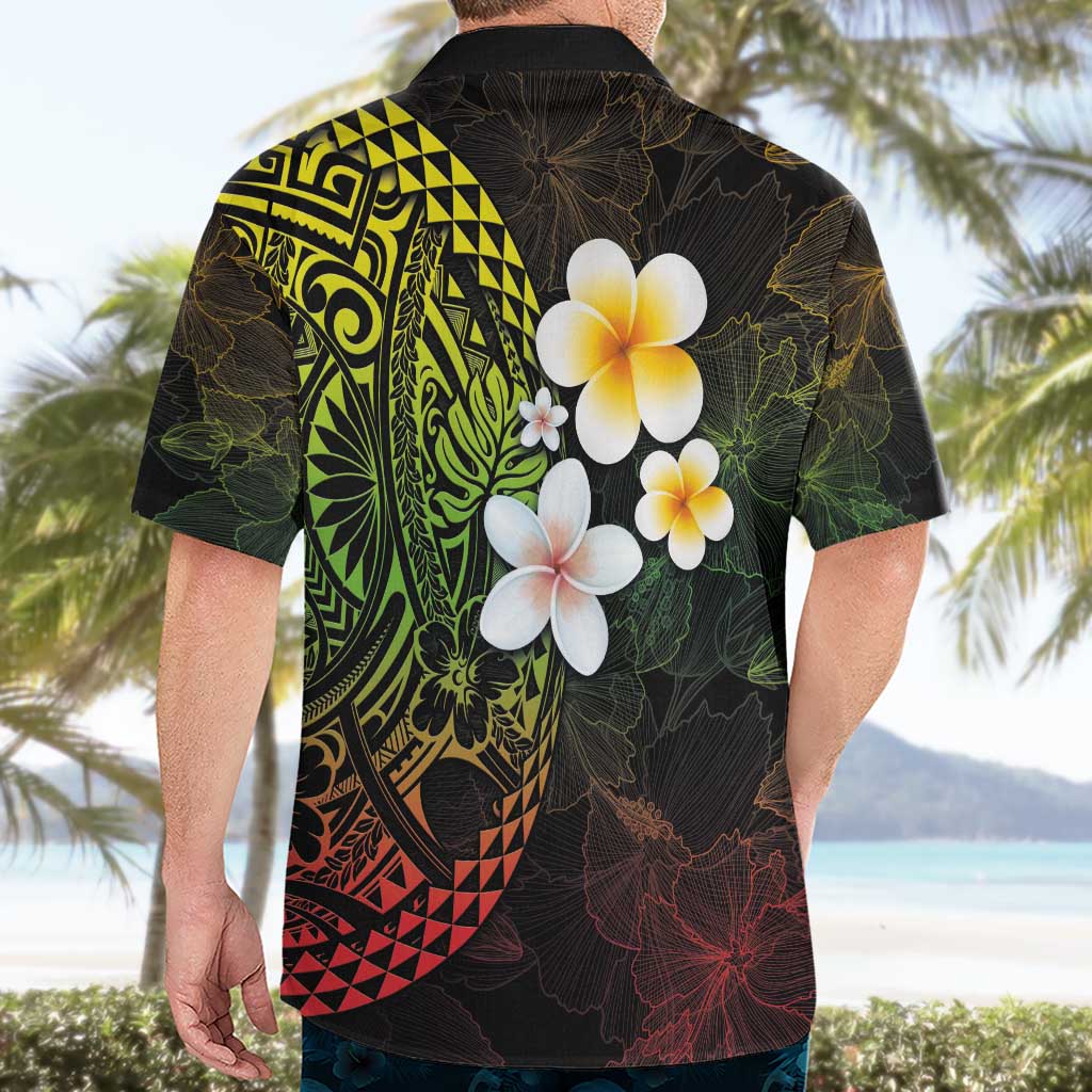 Hawaiian Hibiscus and Plumeria Polynesian Tribal Tattoo Hawaiian Shirt Reggae Color LT03 - Polynesian Pride