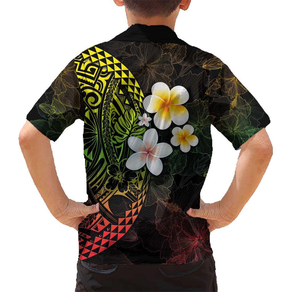 Hawaiian Hibiscus and Plumeria Polynesian Tribal Tattoo Hawaiian Shirt Reggae Color LT03 - Polynesian Pride