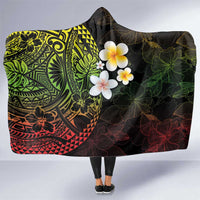 Hawaiian Hibiscus and Plumeria Polynesian Tribal Tattoo Hooded Blanket Reggae Color LT03 One Size Reggae - Polynesian Pride