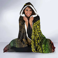 Hawaiian Hibiscus and Plumeria Polynesian Tribal Tattoo Hooded Blanket Reggae Color LT03 - Polynesian Pride