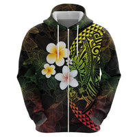 Hawaiian Hibiscus and Plumeria Polynesian Tribal Tattoo Hoodie Reggae Color LT03 - Polynesian Pride