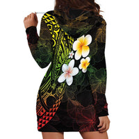 Hawaiian Hibiscus and Plumeria Polynesian Tribal Tattoo Hoodie Dress Reggae Color LT03 - Polynesian Pride