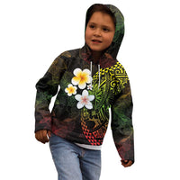 Hawaiian Hibiscus and Plumeria Polynesian Tribal Tattoo Kid Hoodie Reggae Color LT03 - Polynesian Pride