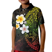 Hawaiian Hibiscus and Plumeria Polynesian Tribal Tattoo Kid Polo Shirt Reggae Color LT03 Kid Reggae - Polynesian Pride