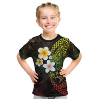 Hawaiian Hibiscus and Plumeria Polynesian Tribal Tattoo Kid T Shirt Reggae Color LT03 Reggae - Polynesian Pride