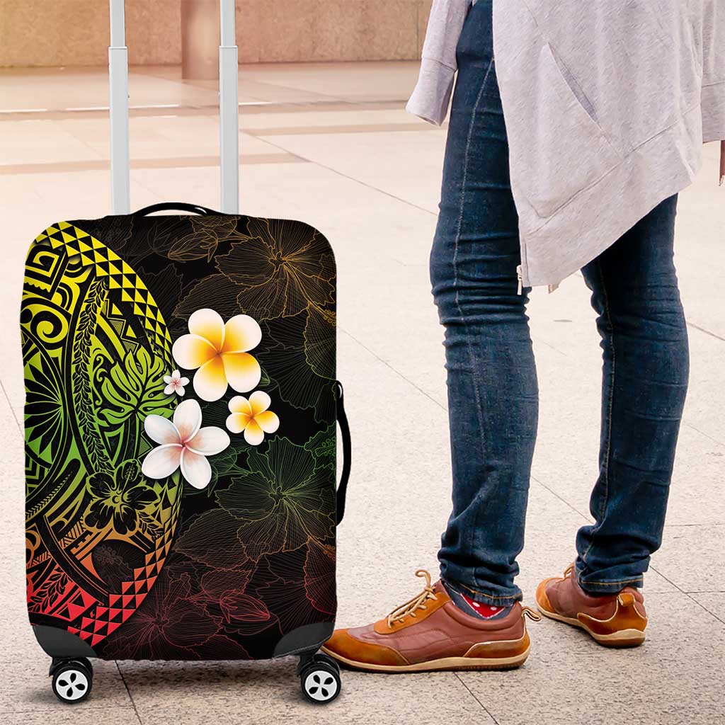 Hawaiian Hibiscus and Plumeria Polynesian Tribal Tattoo Luggage Cover Reggae Color LT03 Reggae - Polynesian Pride