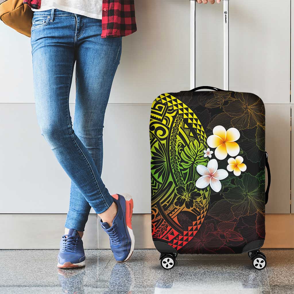 Hawaiian Hibiscus and Plumeria Polynesian Tribal Tattoo Luggage Cover Reggae Color LT03 - Polynesian Pride