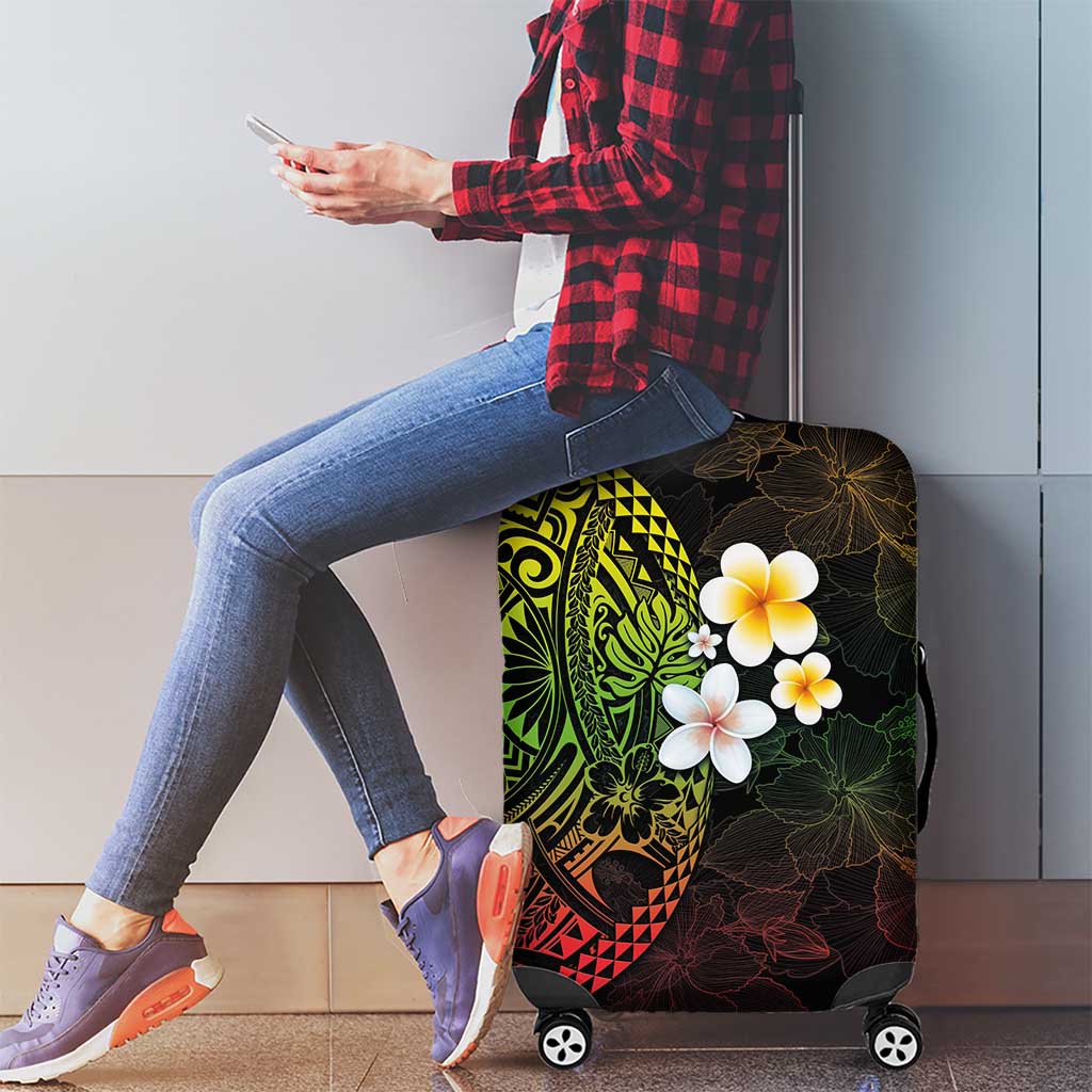 Hawaiian Hibiscus and Plumeria Polynesian Tribal Tattoo Luggage Cover Reggae Color LT03 - Polynesian Pride