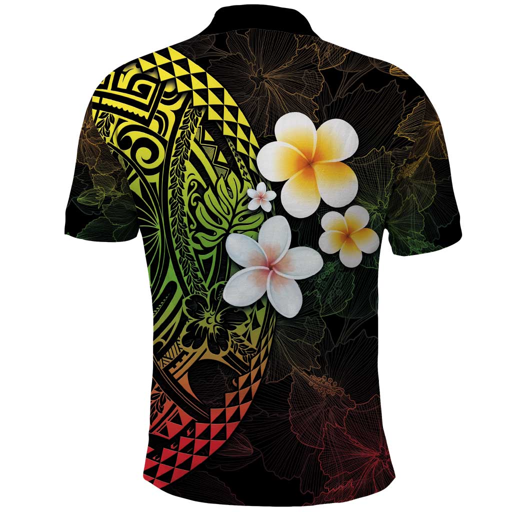 Hawaiian Hibiscus and Plumeria Polynesian Tribal Tattoo Polo Shirt Reggae Color LT03 - Polynesian Pride