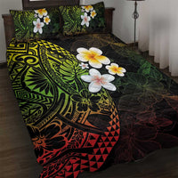 Hawaiian Hibiscus and Plumeria Polynesian Tribal Tattoo Quilt Bed Set Reggae Color LT03 Reggae - Polynesian Pride