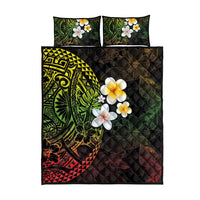 Hawaiian Hibiscus and Plumeria Polynesian Tribal Tattoo Quilt Bed Set Reggae Color LT03 - Polynesian Pride