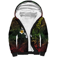 Hawaiian Hibiscus and Plumeria Polynesian Tribal Tattoo Sherpa Hoodie Reggae Color LT03 Unisex Reggae - Polynesian Pride