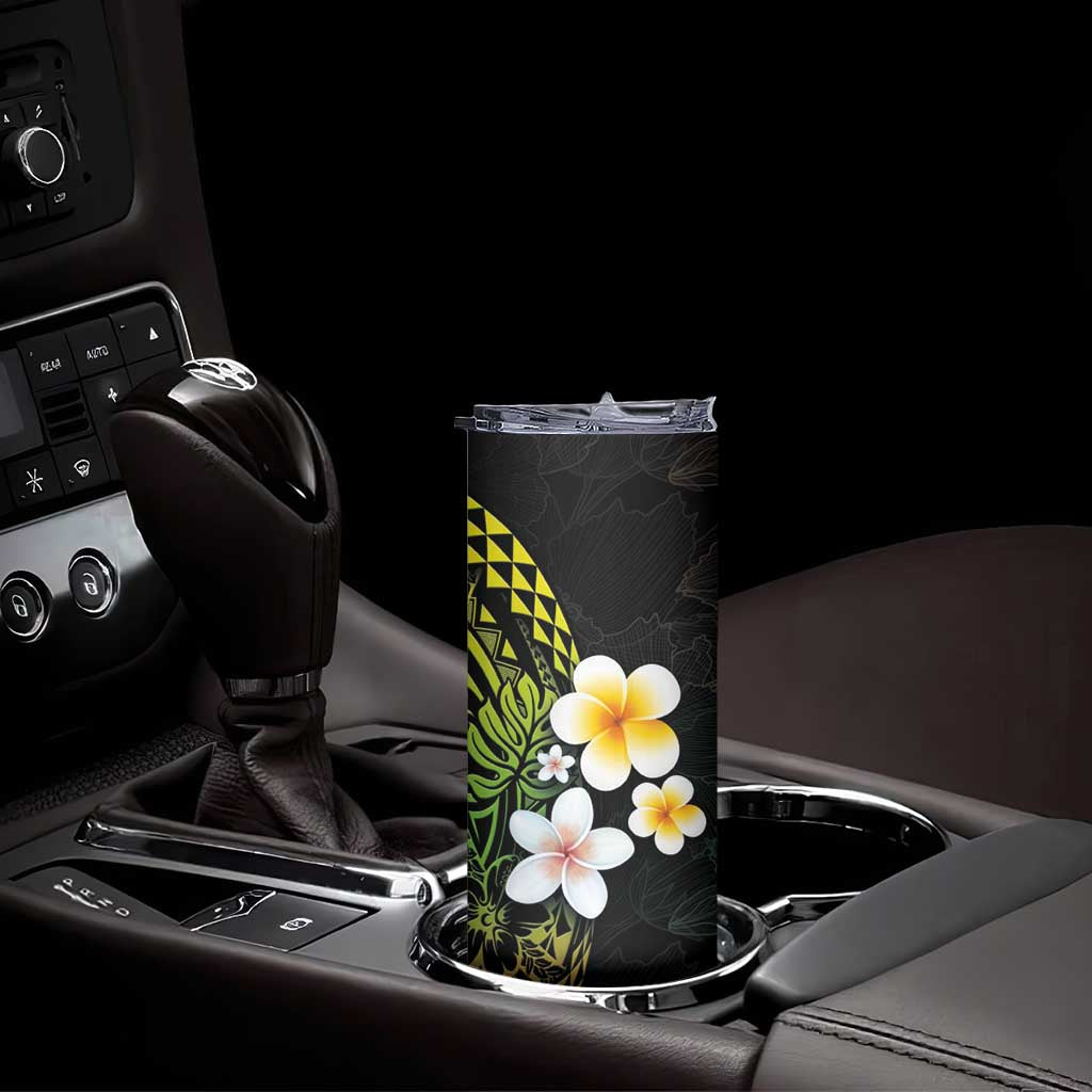 Hawaiian Hibiscus and Plumeria Polynesian Tribal Tattoo Skinny Tumbler Reggae Color LT03 - Polynesian Pride
