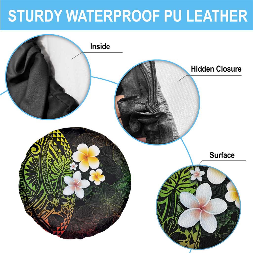 Hawaiian Hibiscus and Plumeria Polynesian Tribal Tattoo Spare Tire Cover Reggae Color LT03 - Polynesian Pride