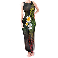 Hawaiian Hibiscus and Plumeria Polynesian Tribal Tattoo Tank Maxi Dress Reggae Color LT03 Women Reggae - Polynesian Pride
