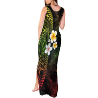 Hawaiian Hibiscus and Plumeria Polynesian Tribal Tattoo Tank Maxi Dress Reggae Color LT03 - Polynesian Pride