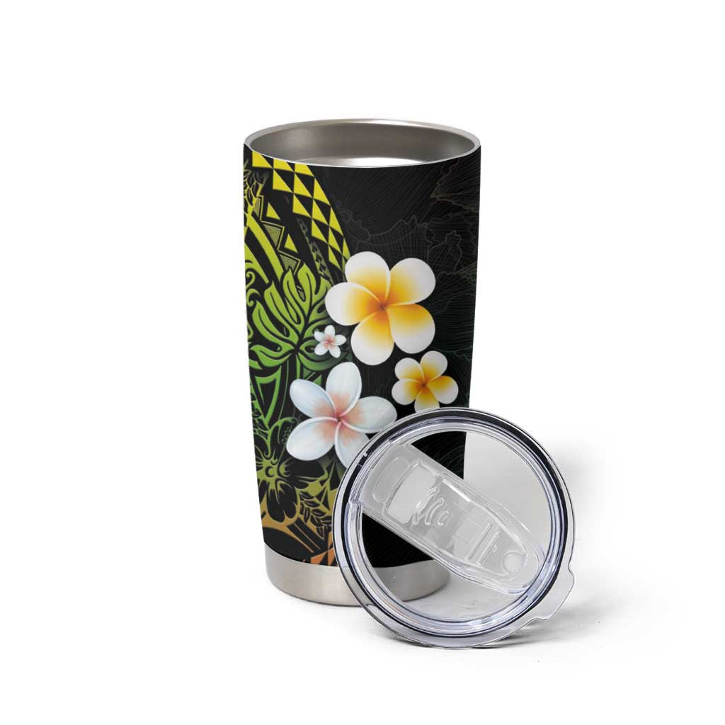 Hawaiian Hibiscus and Plumeria Polynesian Tribal Tattoo Tumbler Cup Reggae Color LT03 - Polynesian Pride