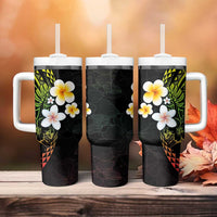Hawaiian Hibiscus and Plumeria Polynesian Tribal Tattoo Tumbler With Handle Reggae Color LT03 - Polynesian Pride