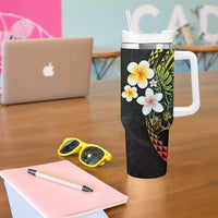 Hawaiian Hibiscus and Plumeria Polynesian Tribal Tattoo Tumbler With Handle Reggae Color LT03 - Polynesian Pride