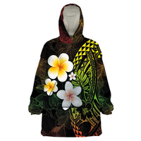 Hawaiian Hibiscus and Plumeria Polynesian Tribal Tattoo Wearable Blanket Hoodie Reggae Color LT03 One Size Reggae - Polynesian Pride