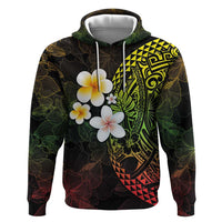 Hawaiian Hibiscus and Plumeria Polynesian Tribal Tattoo Zip Hoodie Reggae Color LT03 Pullover Hoodie Reggae - Polynesian Pride