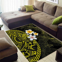 Hawaiian Hibiscus and Plumeria Polynesian Tribal Tattoo Area Rug Yellow Color LT03 - Polynesian Pride