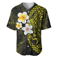 Hawaiian Hibiscus and Plumeria Polynesian Tribal Tattoo Baseball Jersey Yellow Color LT03 Yellow - Polynesian Pride