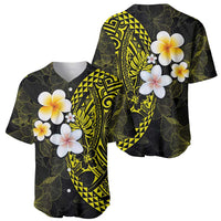 Hawaiian Hibiscus and Plumeria Polynesian Tribal Tattoo Baseball Jersey Yellow Color LT03 - Polynesian Pride