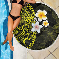 Hawaiian Hibiscus and Plumeria Polynesian Tribal Tattoo Beach Blanket Yellow Color LT03 - Polynesian Pride