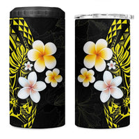Hawaiian Hibiscus and Plumeria Polynesian Tribal Tattoo 4 in 1 Can Cooler Tumbler Yellow Color LT03 One Size: 16 oz Yellow - Polynesian Pride