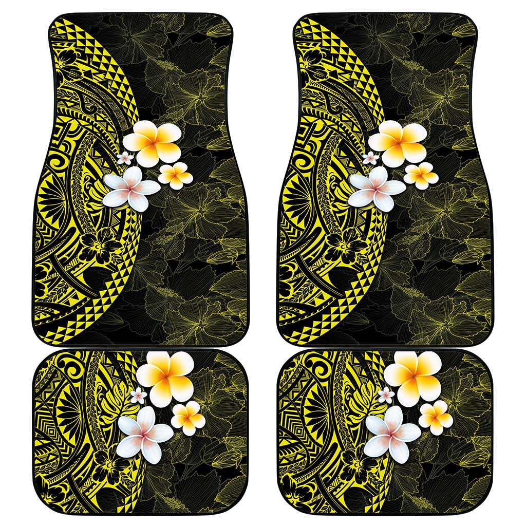 Hawaiian Hibiscus and Plumeria Polynesian Tribal Tattoo Car Mats Yellow Color LT03 - Polynesian Pride
